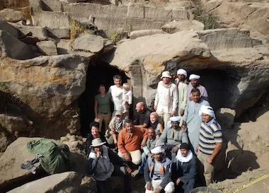 Excavation team infront of the shrines. Photo: The Gebel el Silsila Project 2015