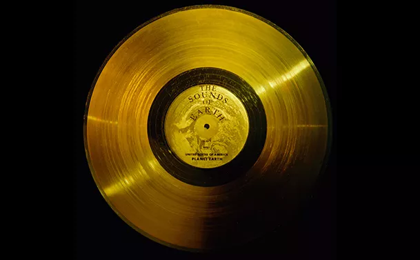 The gramophone record Voyager Golden Record was sent into space with Nasa’s two Voyager spacecraft in 1977. It contains sounds and images from life on Earth - a message in a bottle, of sorts - intended for extraterrestial life. Image: NASA/JPL