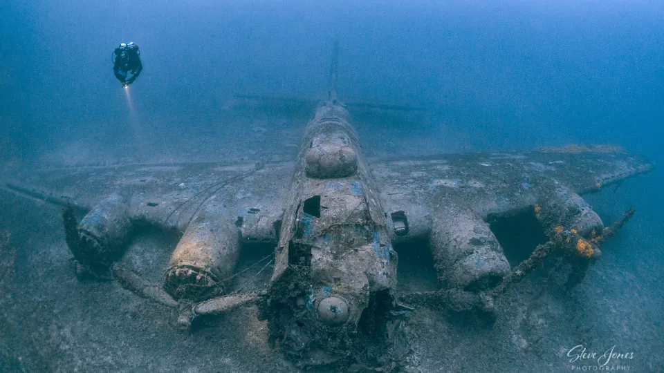 B17 bomber at the bottom of the ocean