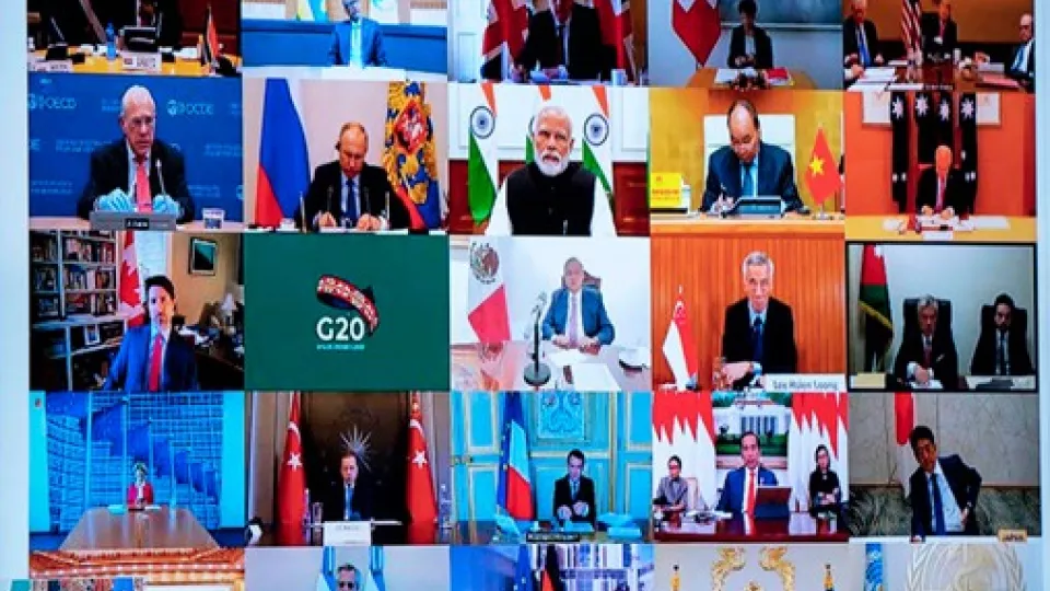 Many images from virtual G20 meeting in collage