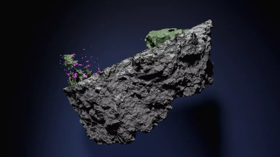 3D rendering of the meteorite 