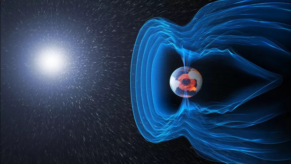 Illustration of the magnetic field that surrounds Earth