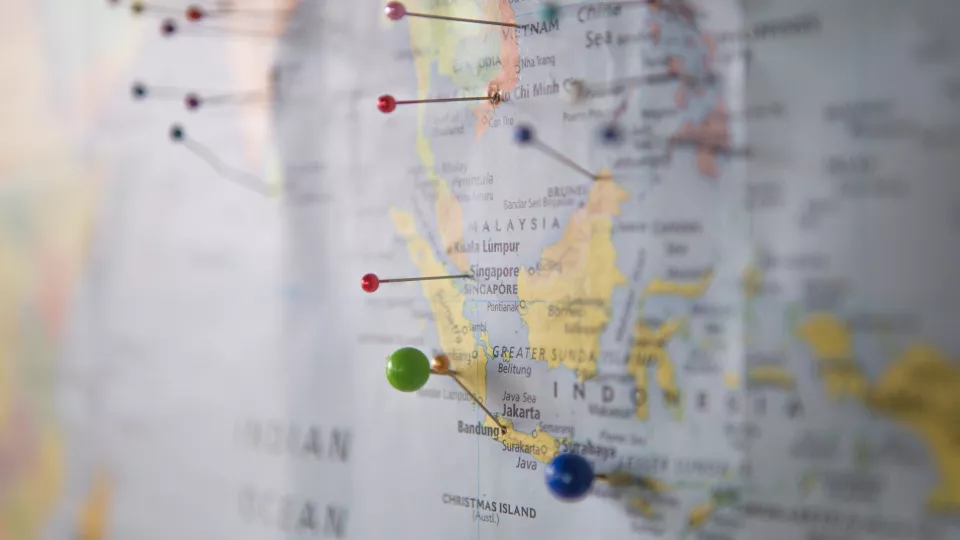 A map with pins on it