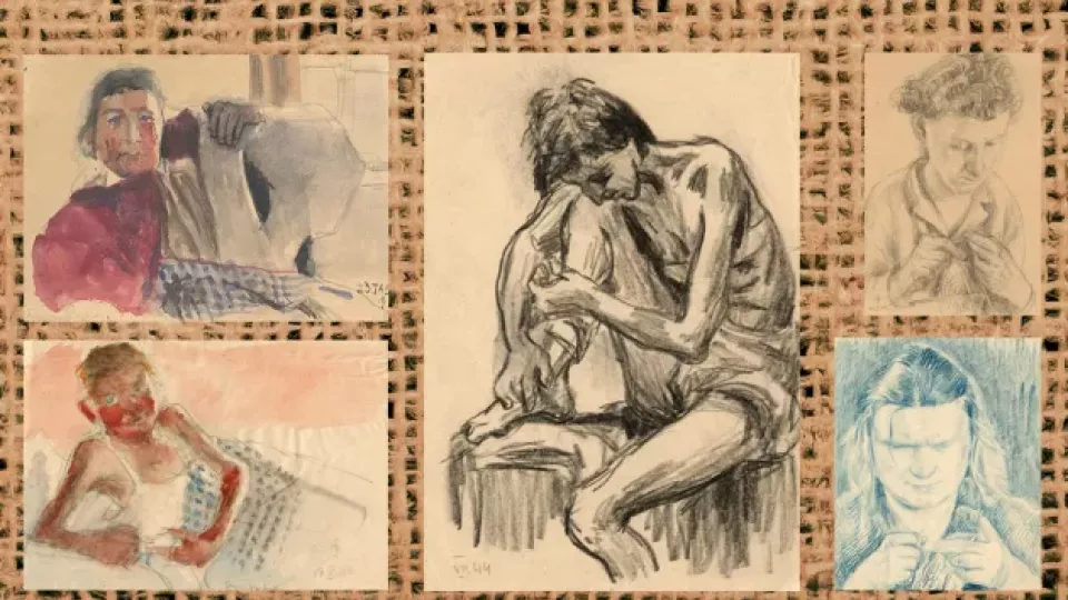 A selection of Jadwiga Simon-Pietkiewicz's art, created during her time in the Ravensbrück camp.