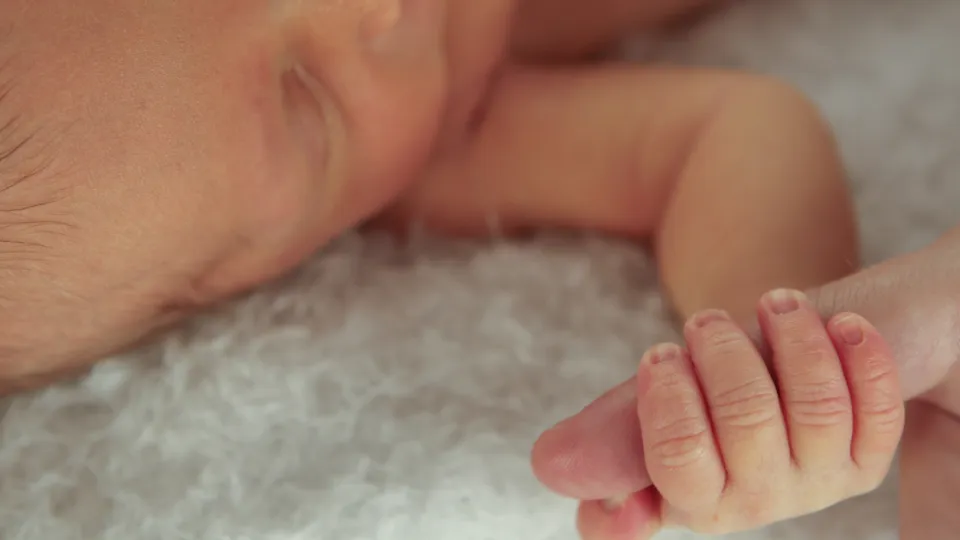 A baby gripping an adult finger. Photo: iStock