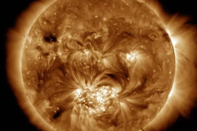 Image of corona from NASA's Solar Dynamics Observatory showing features created by magnetic fields. Image credit: NASA