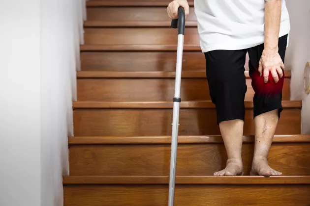Elderly person on stair