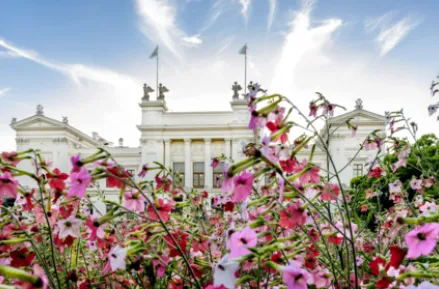 The Main University Building in spiring time. Photo. 