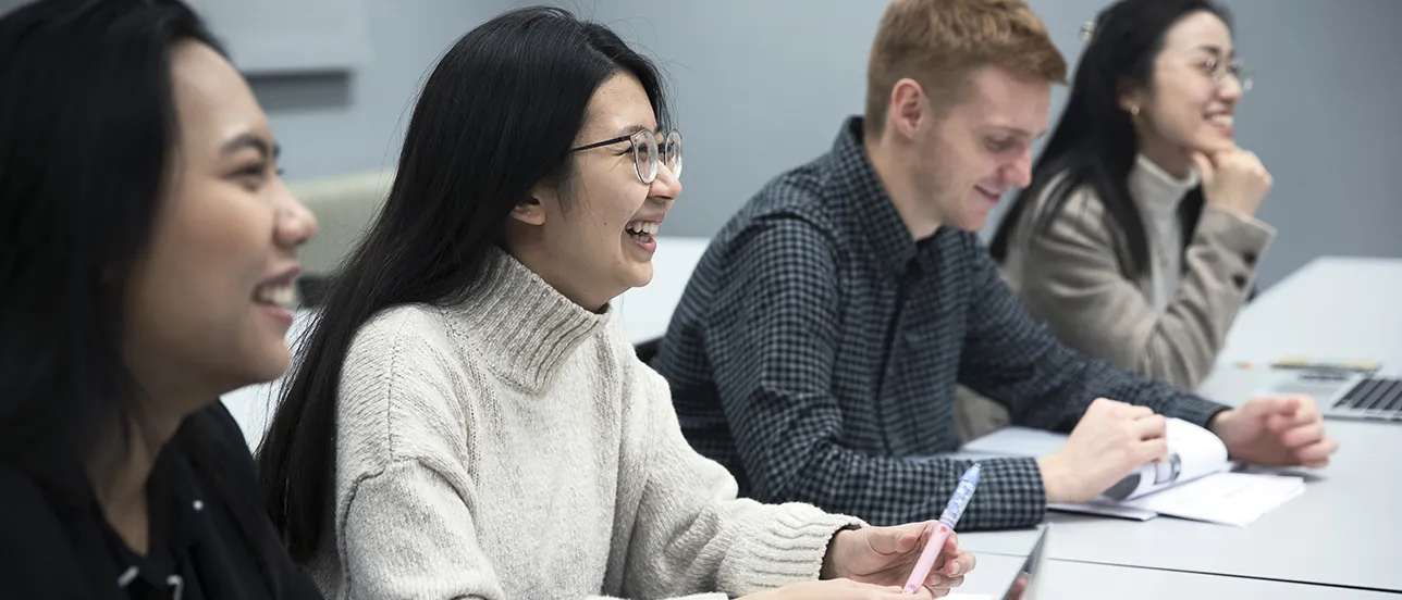 Students in a lecture hall.