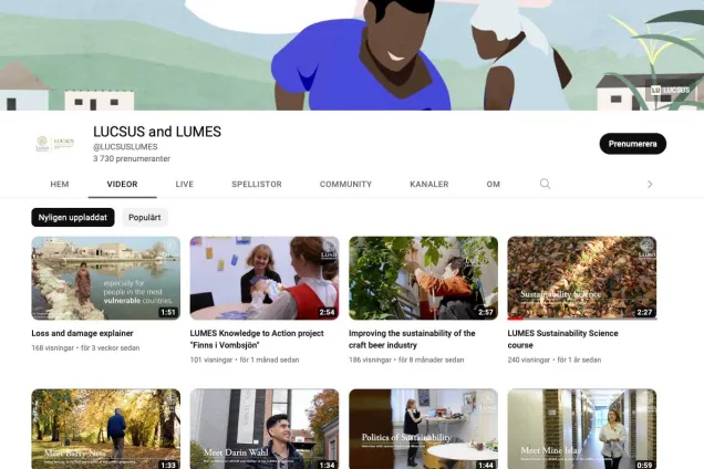 Screenshot of the LUCSUS and LUMES YouTube channel.