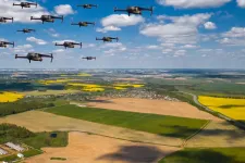 Drones flying over the Skåne countryside