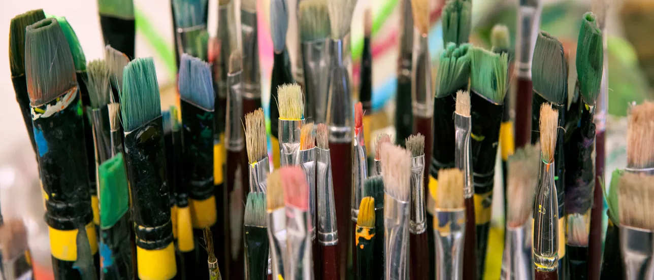 Lots of colourful brushes.