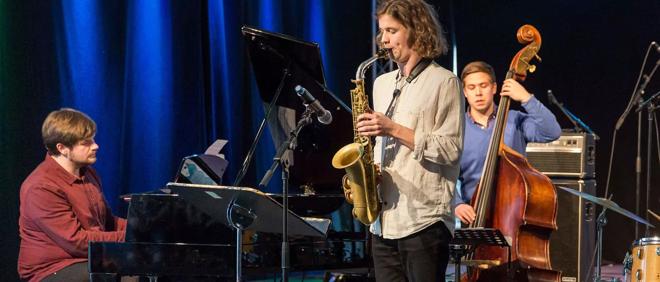 A student jazz band playing