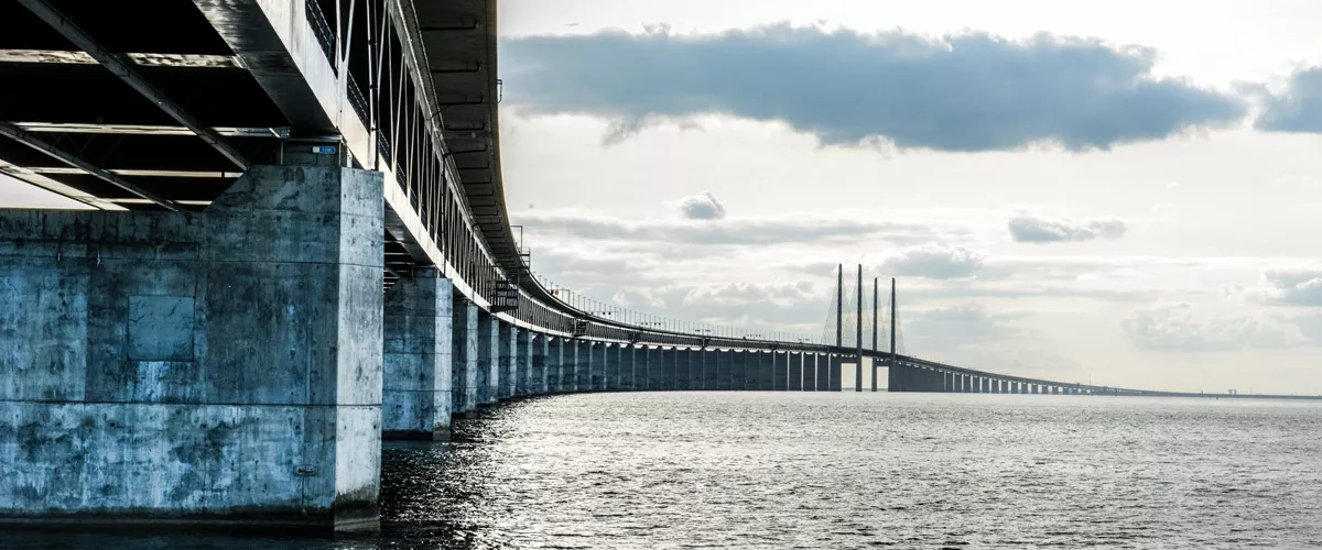 The Öresund Bridge seen from the Swedish side. Photo.