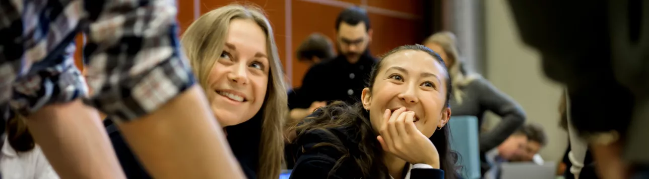 Students talking and laughing at the Ingvar Kamprad Design Center. Photo: Kennet Ruona.