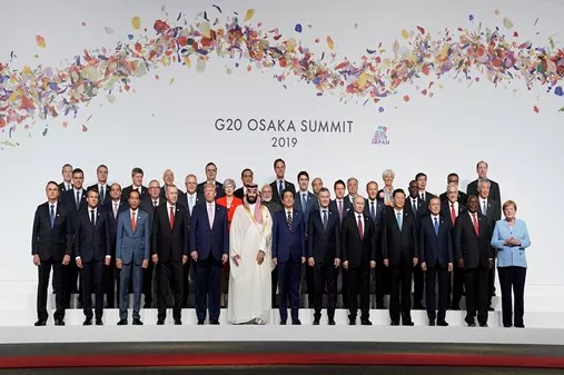 A group photo from a G20 summit in Japan