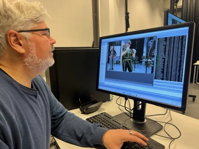 Researcher and a computer