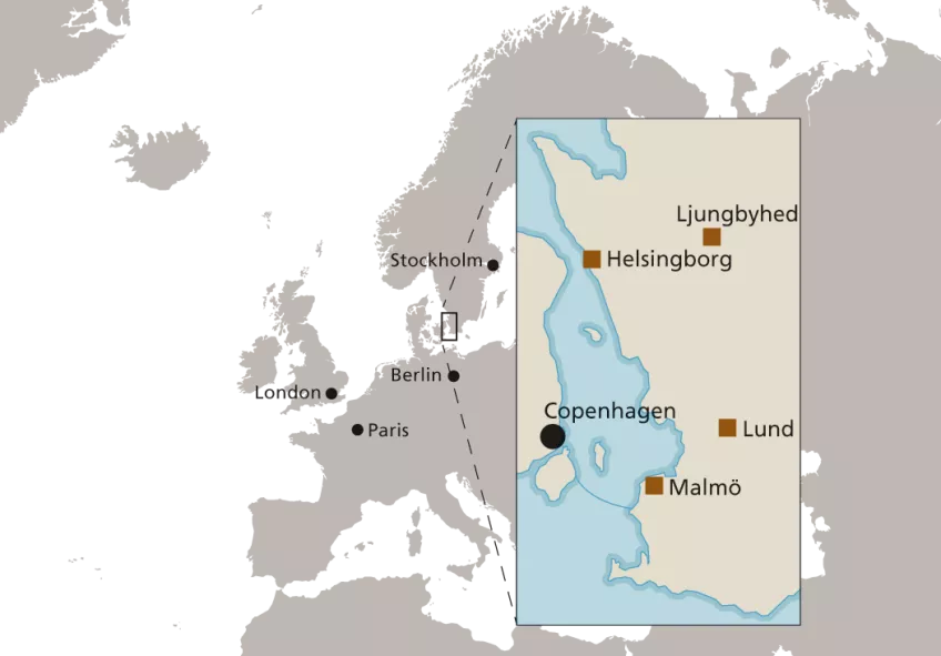 Map of Lund University's campus locations.