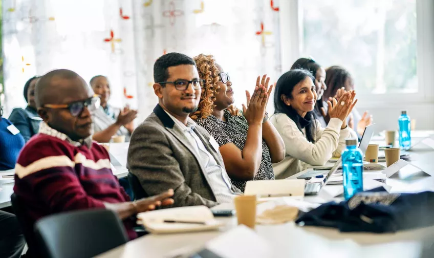 Course participants at a lecture at LUSEM. Photo.