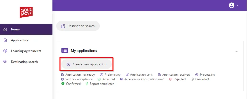 Screenshot from SoleMove - Create new application. Photo