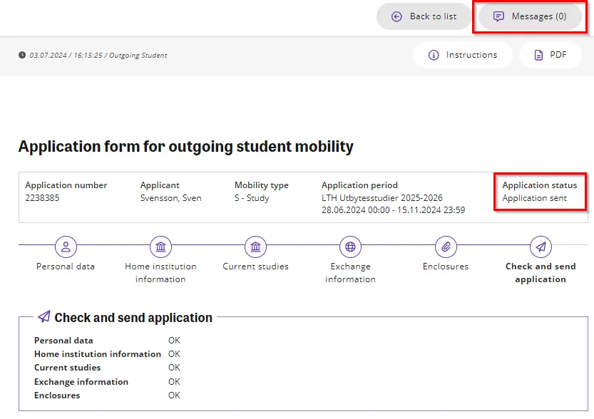 Screenshot from SoleMove - Application sent. Photo