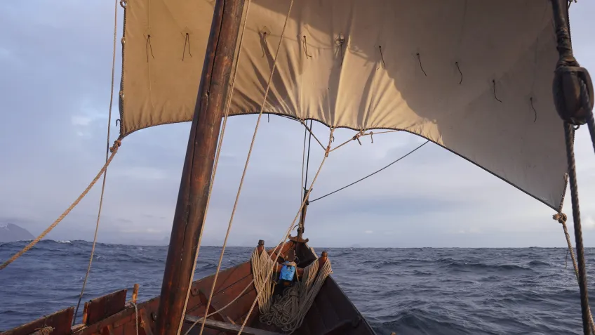 View from Viking ship out to sea