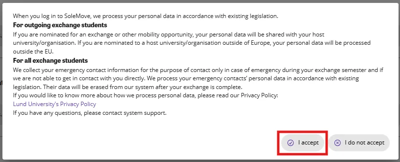 Consent to the processing of personal data. Screenshot.