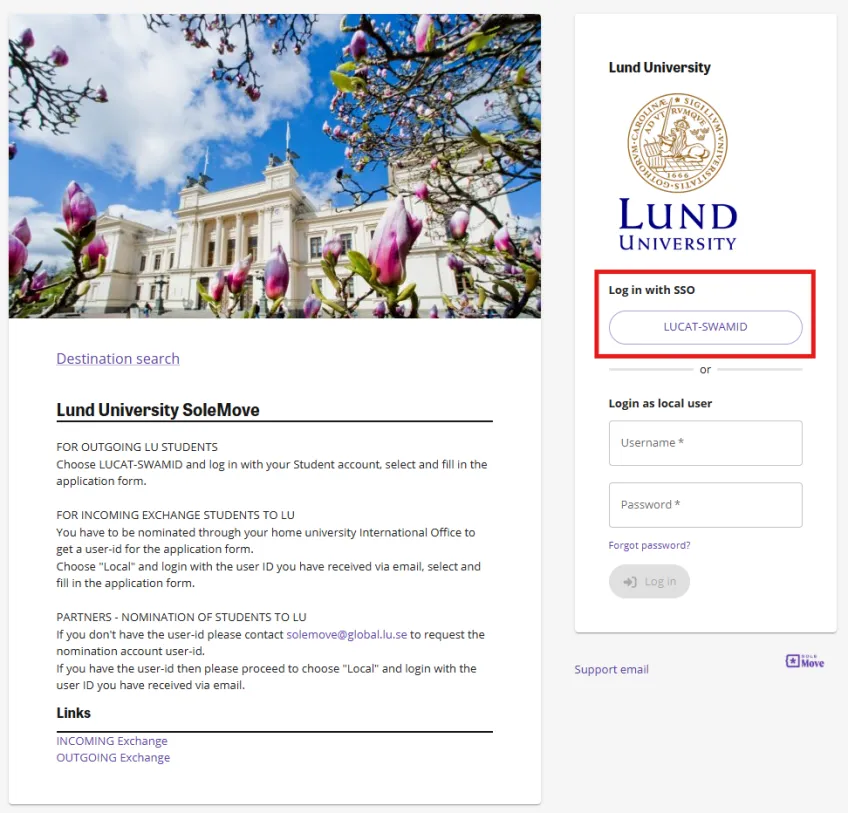 SoleMove welcome screen. Screenshot.