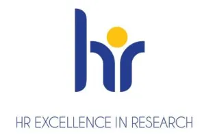 HR Excellence in Research logo in blue and yellow. 